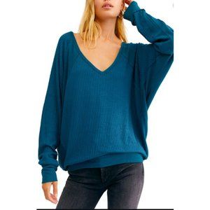 Free People $68 Santa Clara Thermal Top Teal Small